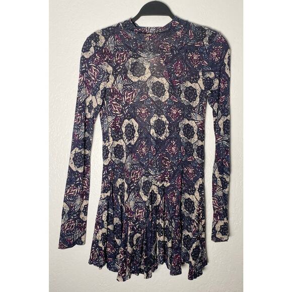 Free People Women’s Annabelle Mock Neck Long Sleeve Tunic Mini Dress Open Back - Picture 5 of 11